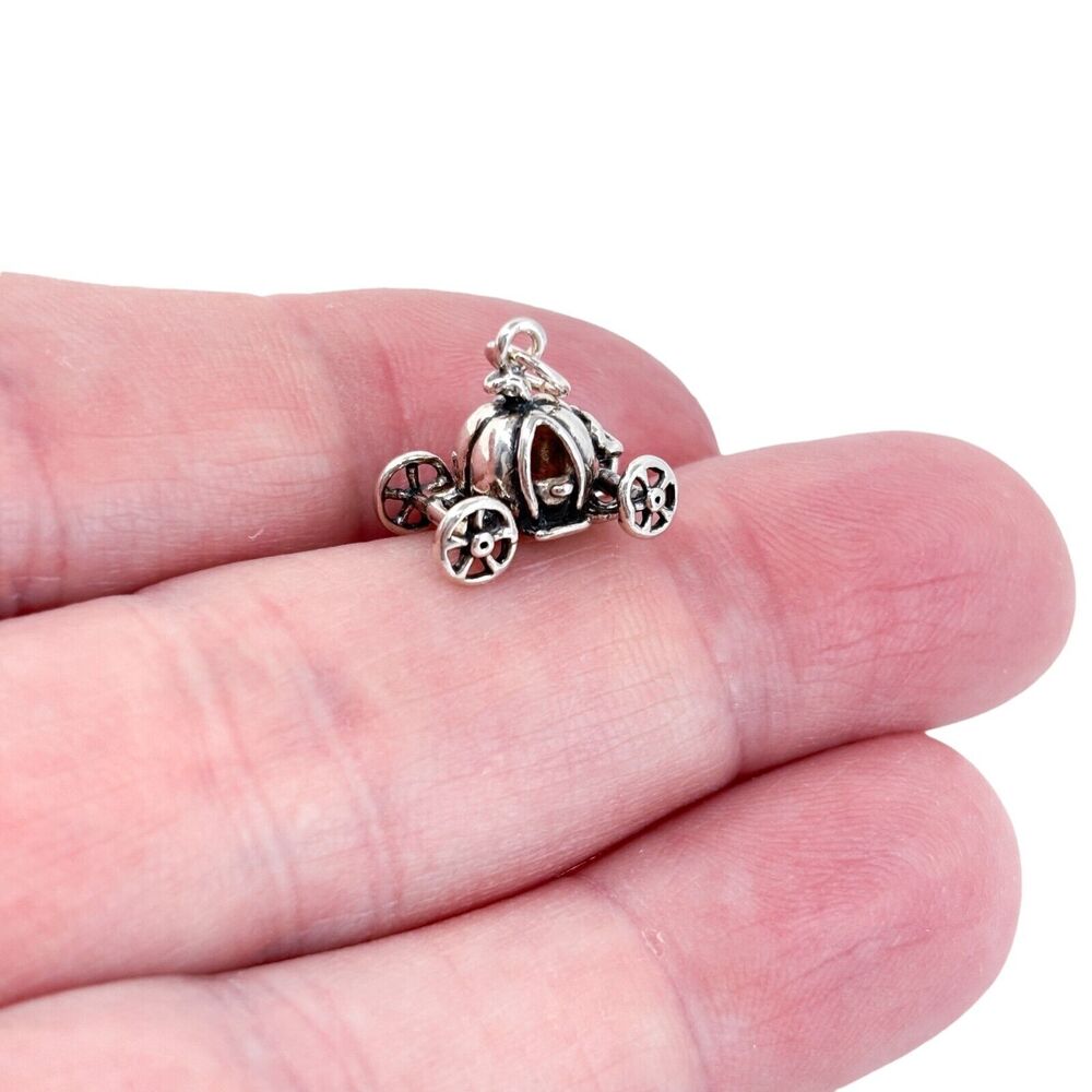 Vintage Sterling Silver 925 Cinderella Pumpkin Carriage Charm Pendant